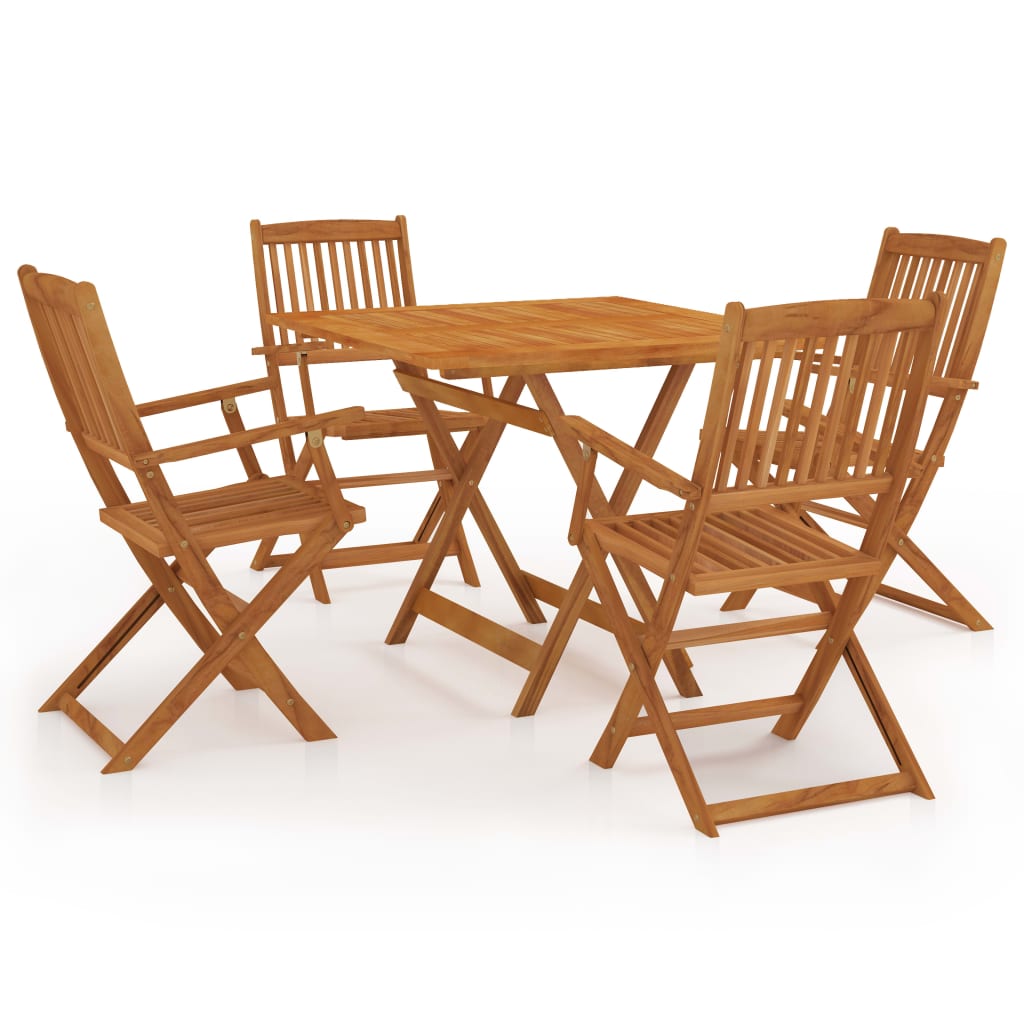 vidaXL 5 Piece Folding Garden Dining Set Solid Acacia Wood