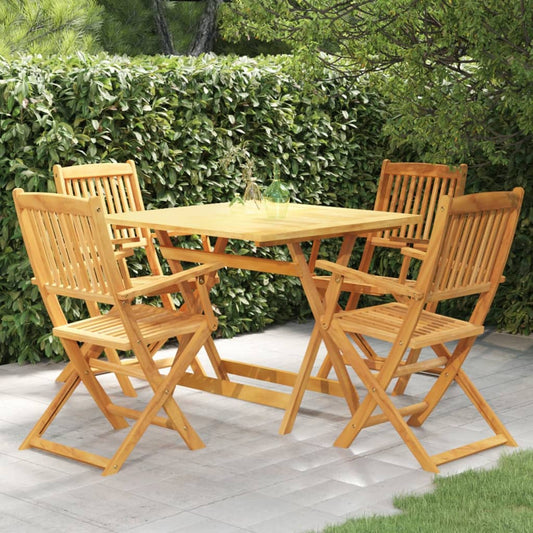 vidaXL 5 Piece Folding Garden Dining Set Solid Acacia Wood