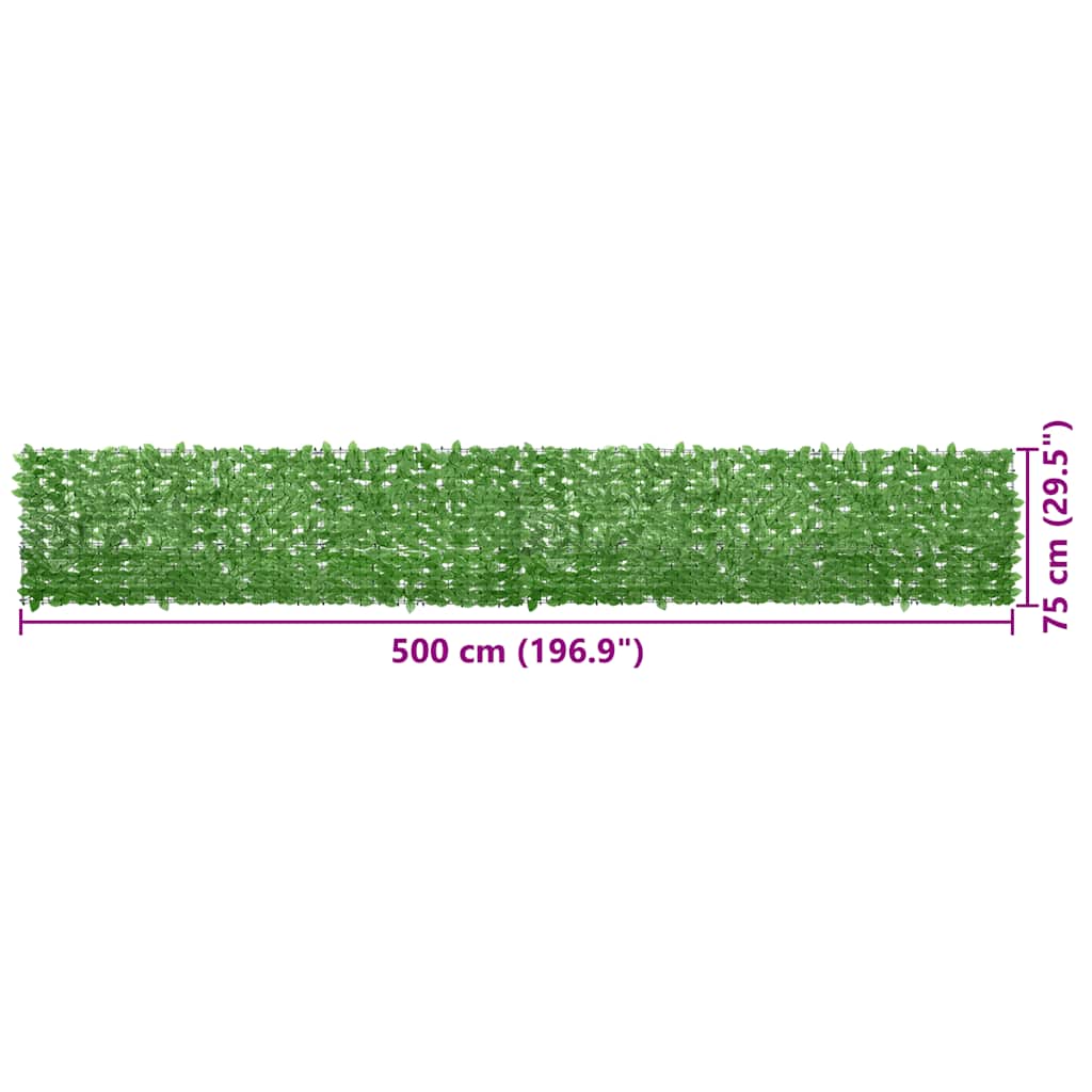 315497 vidaXL Balcony Screen with Green Leaves 500x75 cm