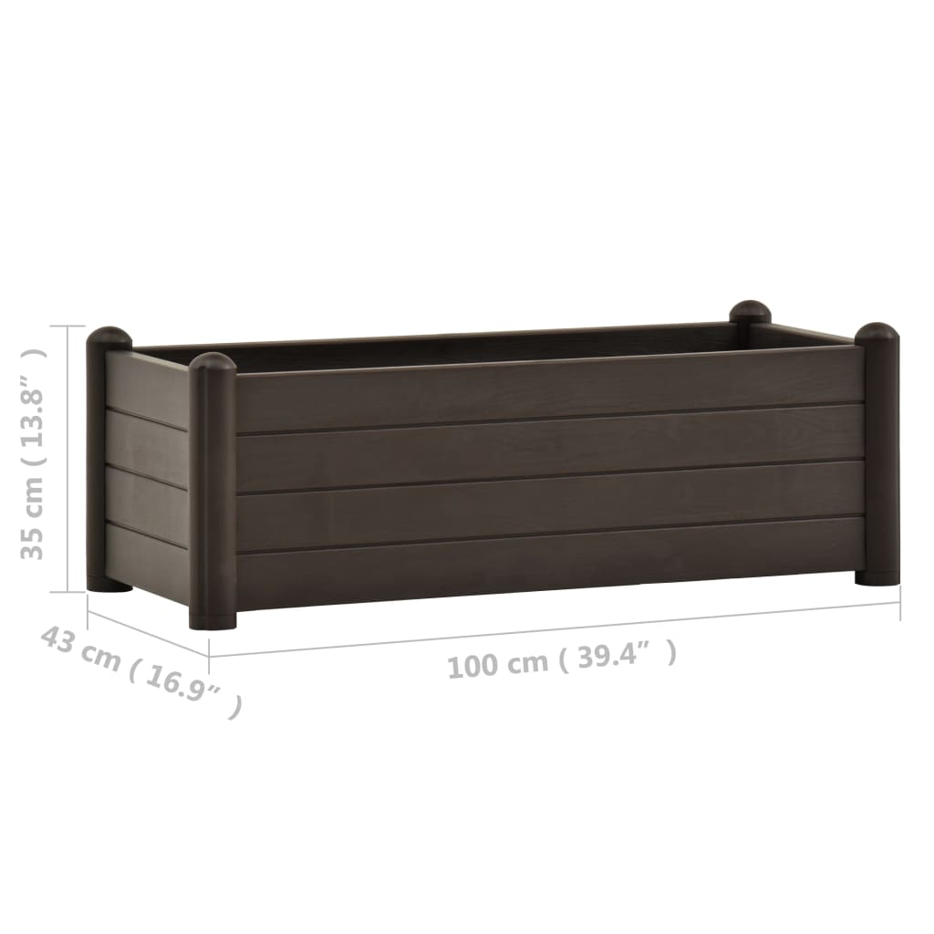 vidaXL Garden Raised Bed PP Mocha 100x43x35 cm