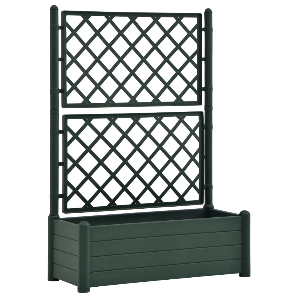 vidaXL Garden Planter with Trellis 100x43x142 cm PP Green