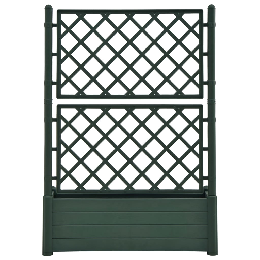 vidaXL Garden Planter with Trellis 100x43x142 cm PP Green