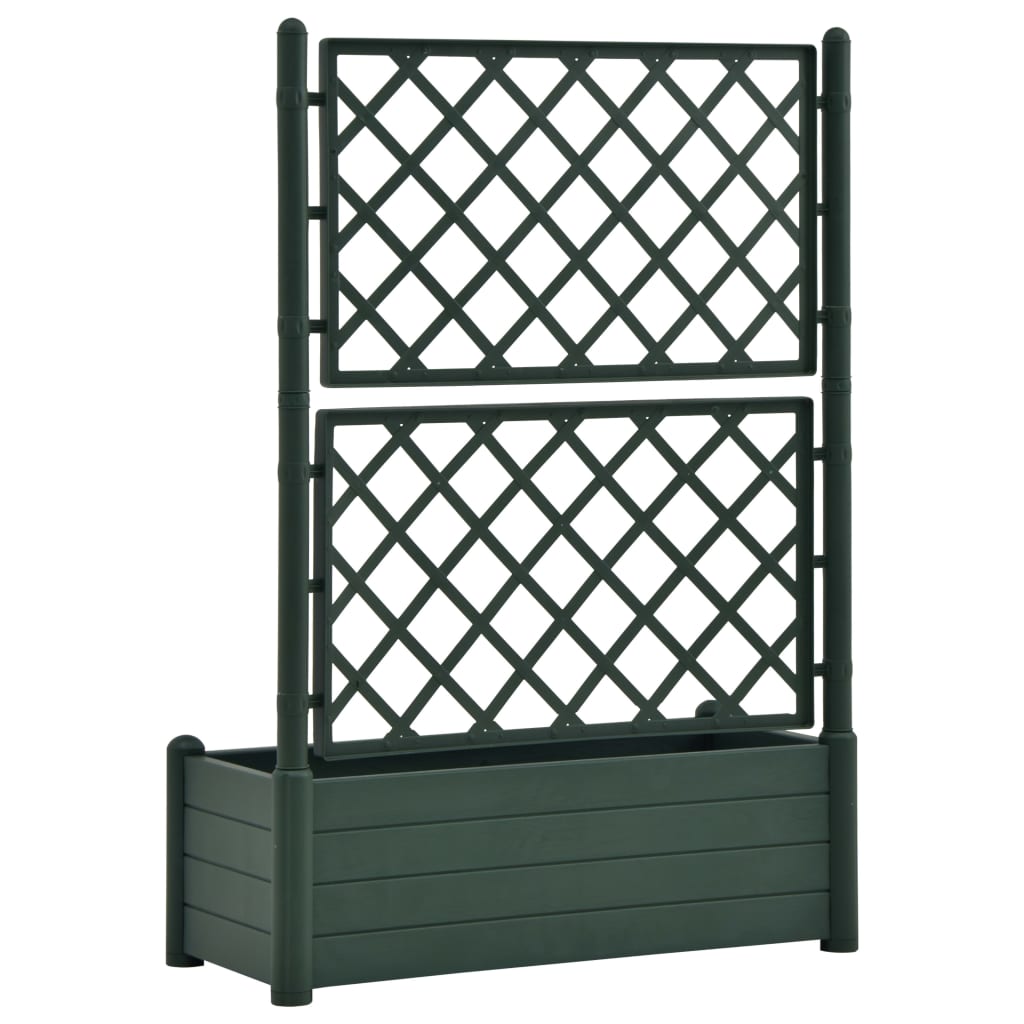 vidaXL Garden Planter with Trellis 100x43x142 cm PP Green