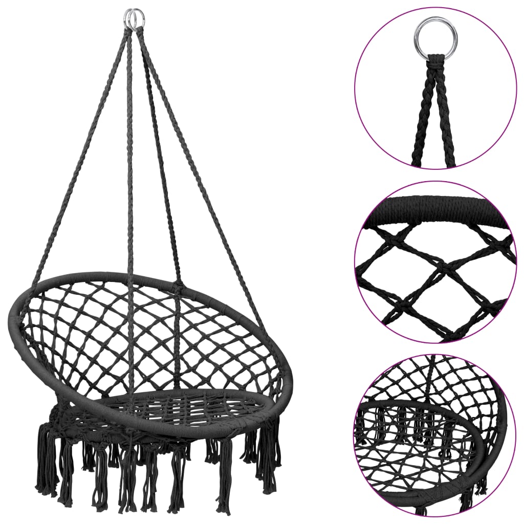 vidaXL Hammock Swing Chair 80 cm Anthracite