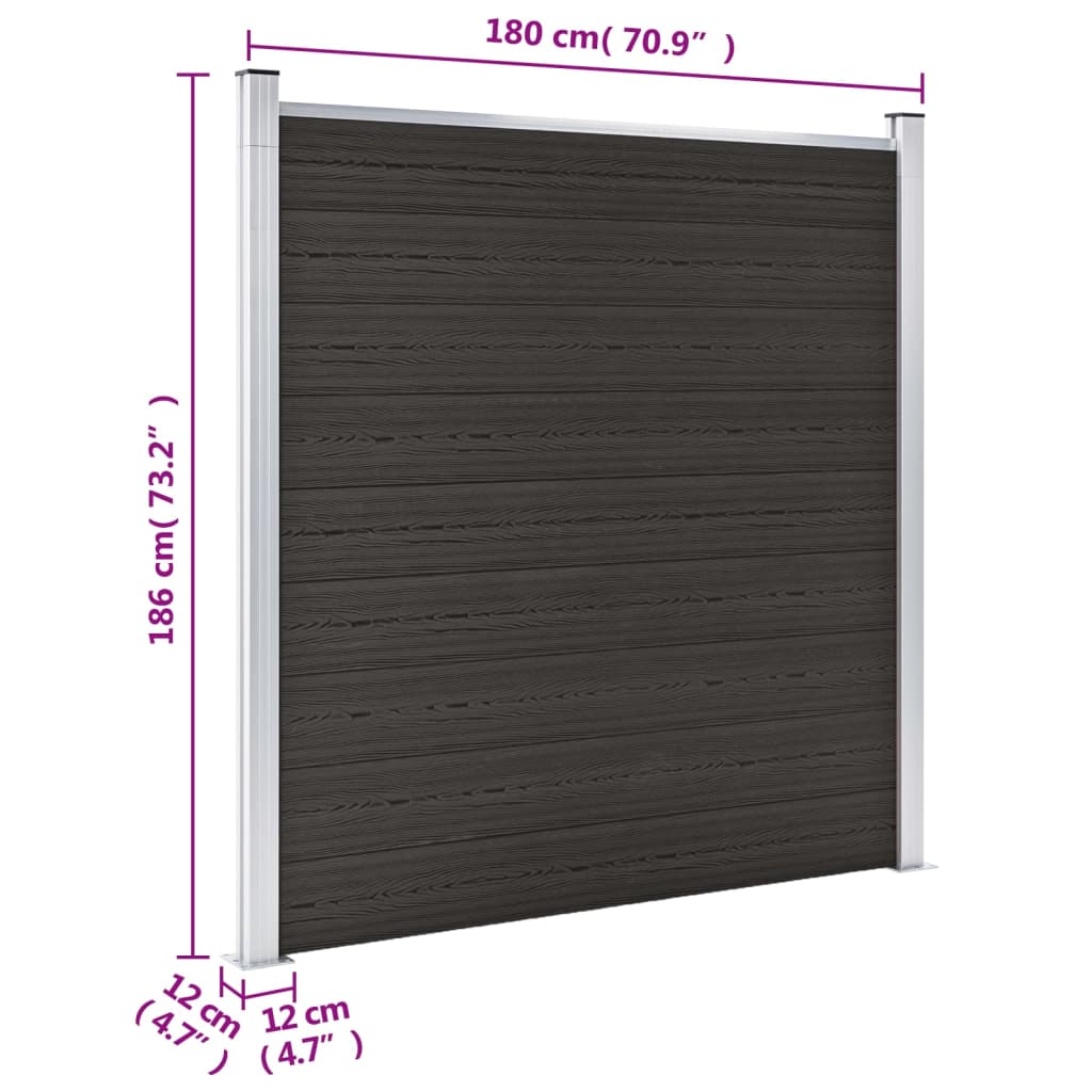 vidaXL Fence Panel WPC 180x186 cm Black