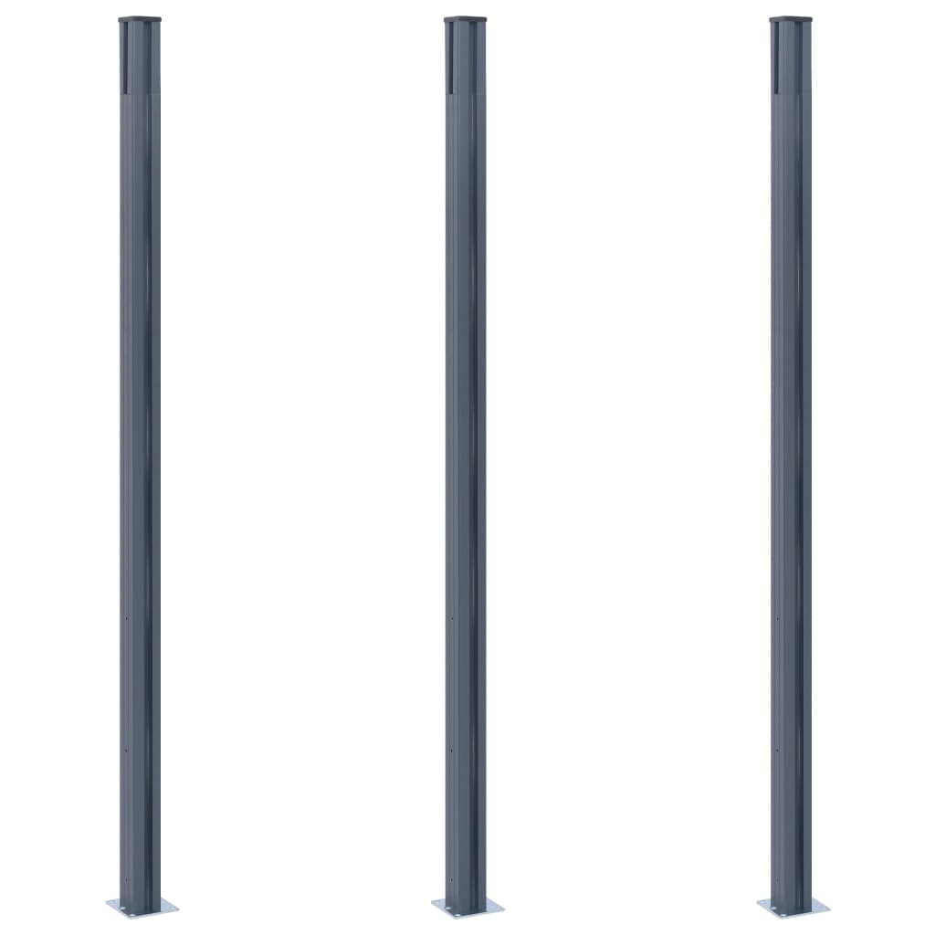 vidaXL Fence Posts 3 pcs Dark Grey 185 cm Aluminium