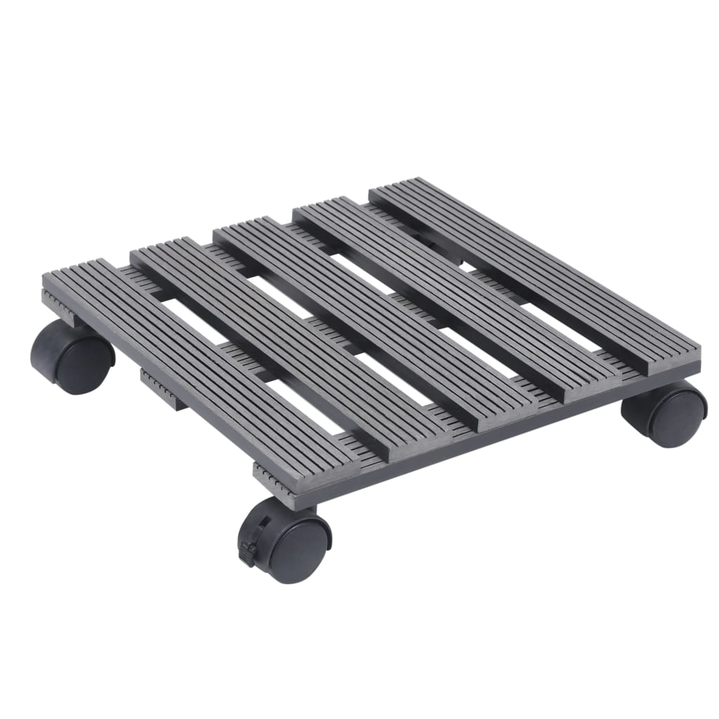 vidaXL Plant Trolleys 2 pcs Grey 30x30x7.5 cm WPC