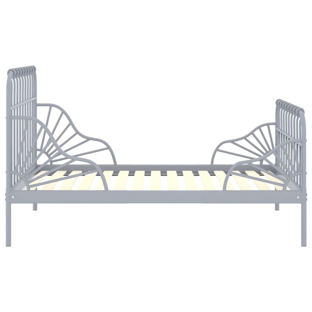 Extendable Bed Frame without Mattress Grey Metal 80x130/200 cm