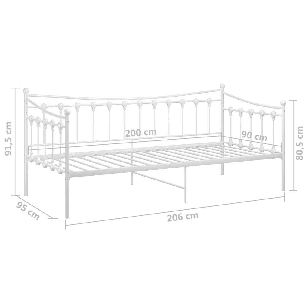 vidaXL Sofa Bed Frame without Mattress White Metal 90x200 cm