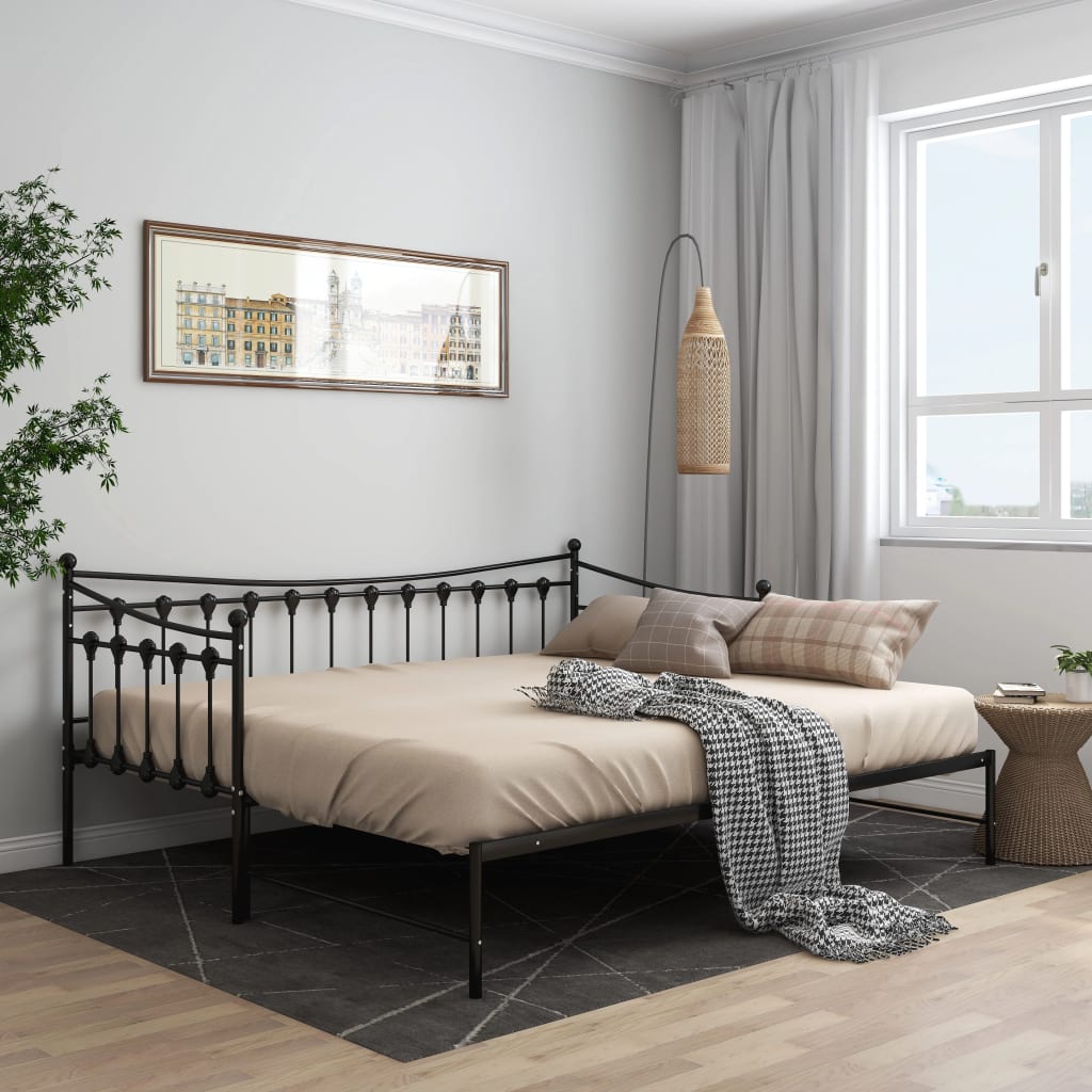 Sofa Bed Frame | Black | Powder-coated metal | 90x200 cm