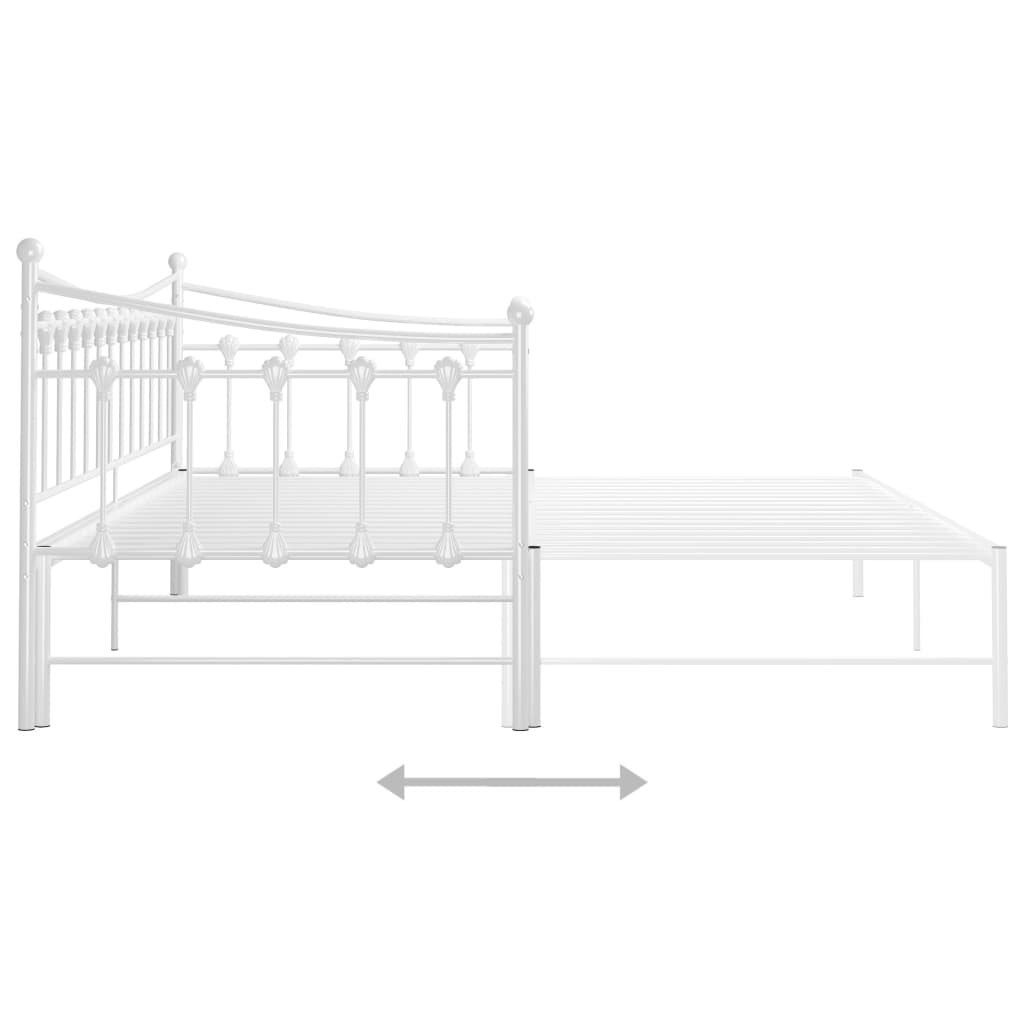 Pull-out Sofa Bed Frame without Mattress White Metal 90x200 cm