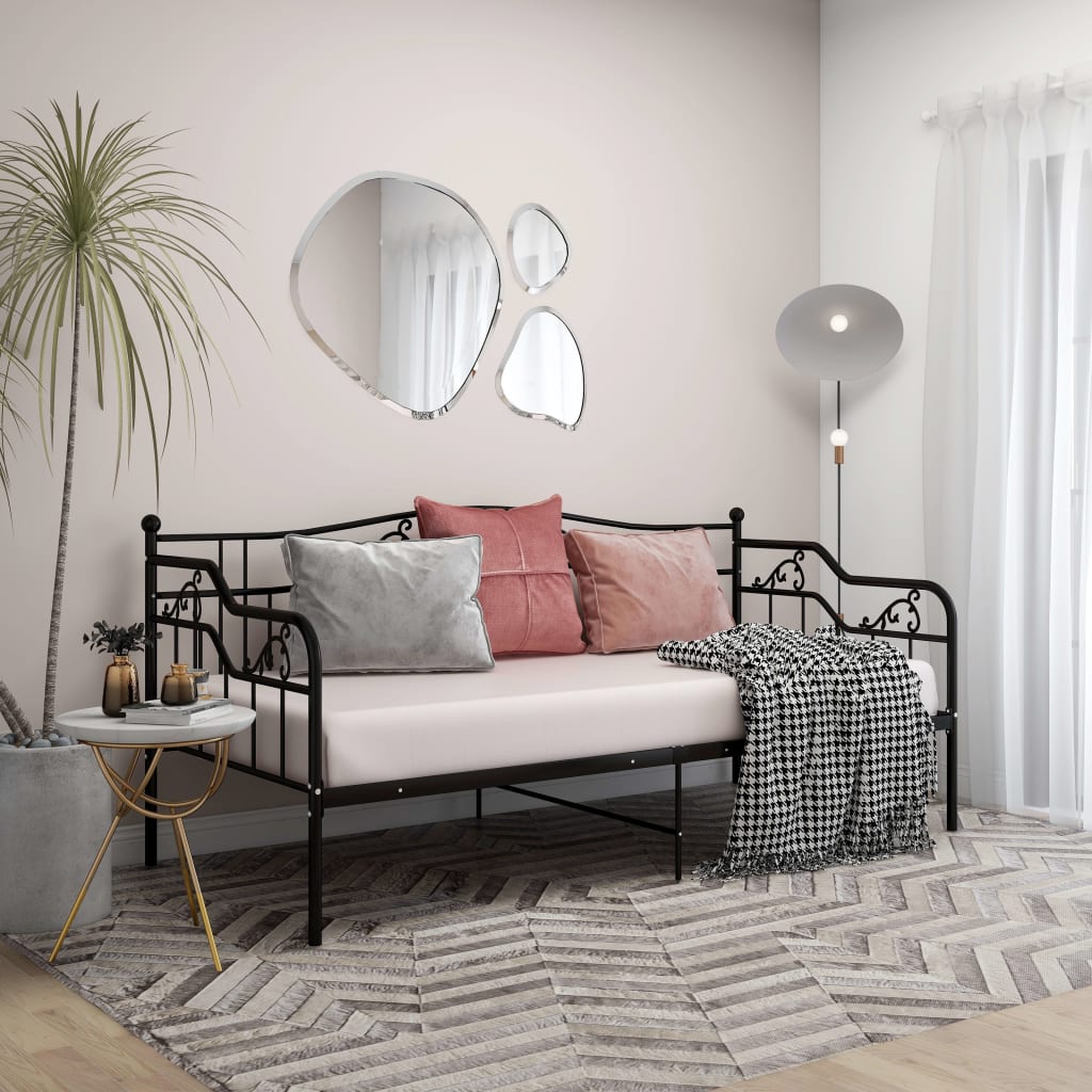 Sofa Bed Frame | Black | Powder-coated metal | 90x200 cm
