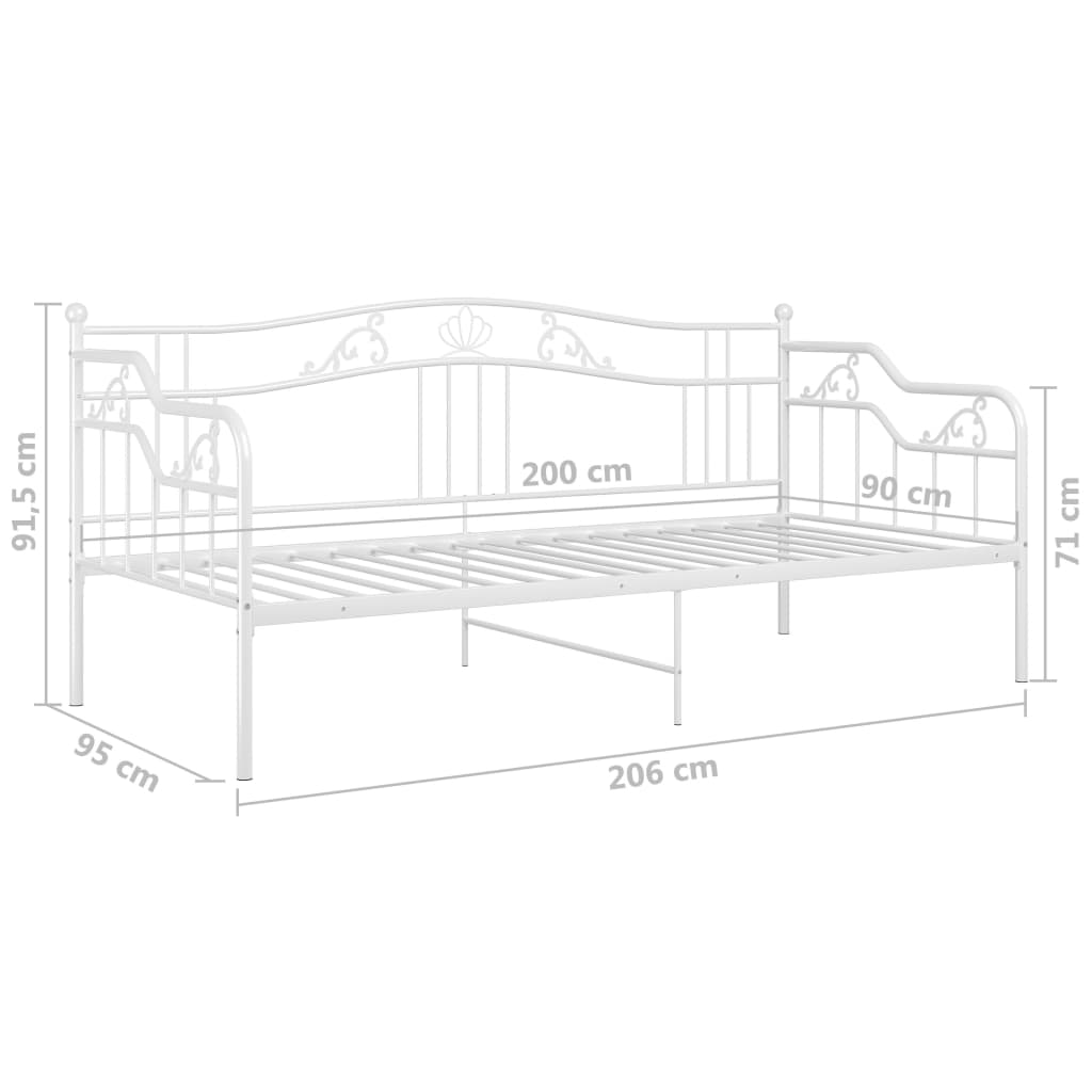 vidaXL Sofa Bed Frame without Mattress White Metal 90x200 cm