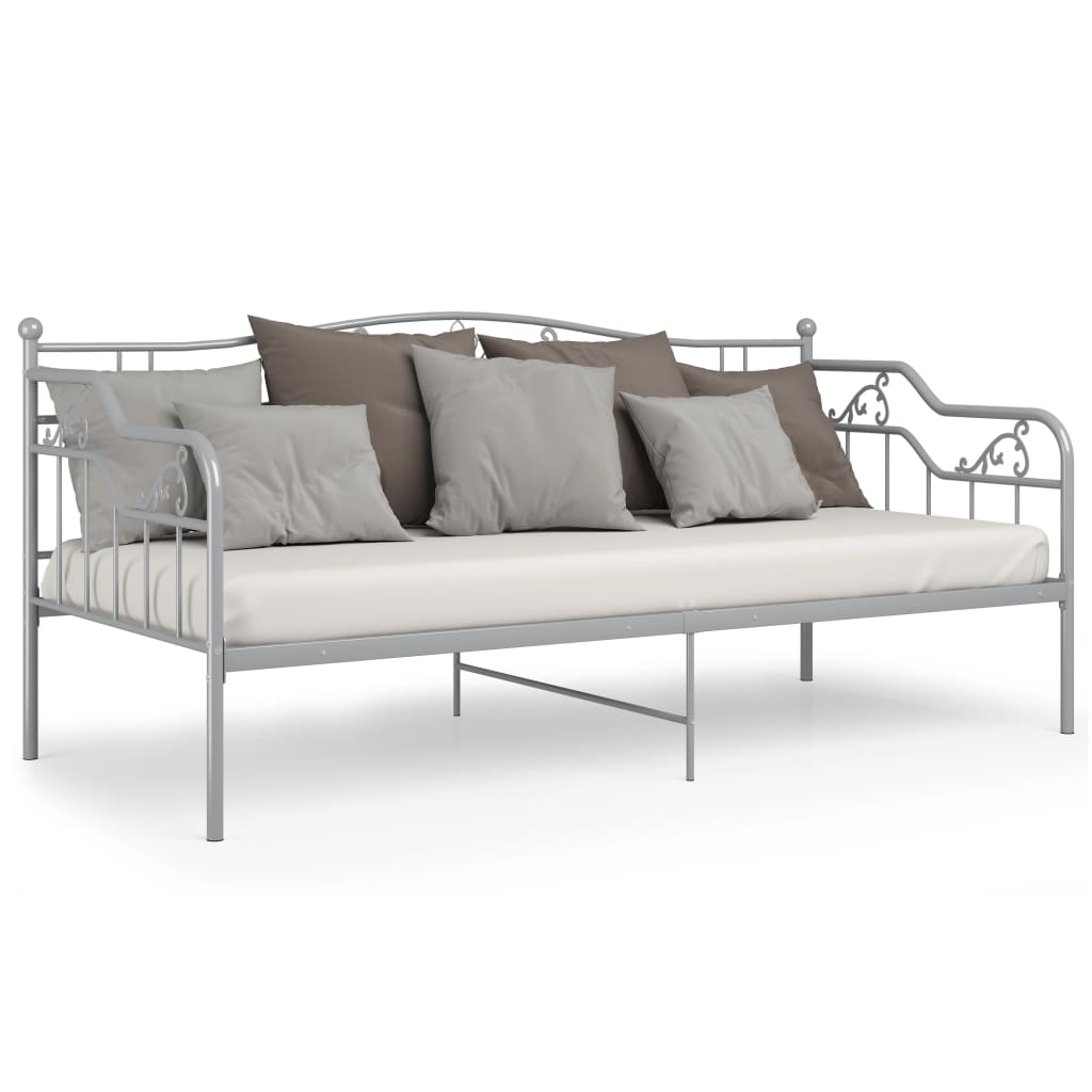 vidaXL Sofa Bed Frame without Mattress Grey Metal 90x200 cm