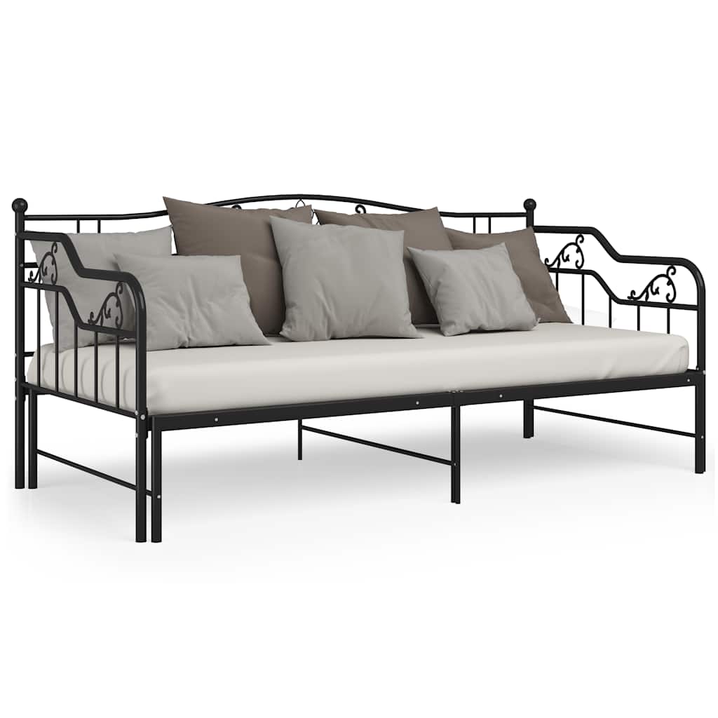 Pull-out Sofa Bed Frame without Mattress Black Metal 90x200 cm