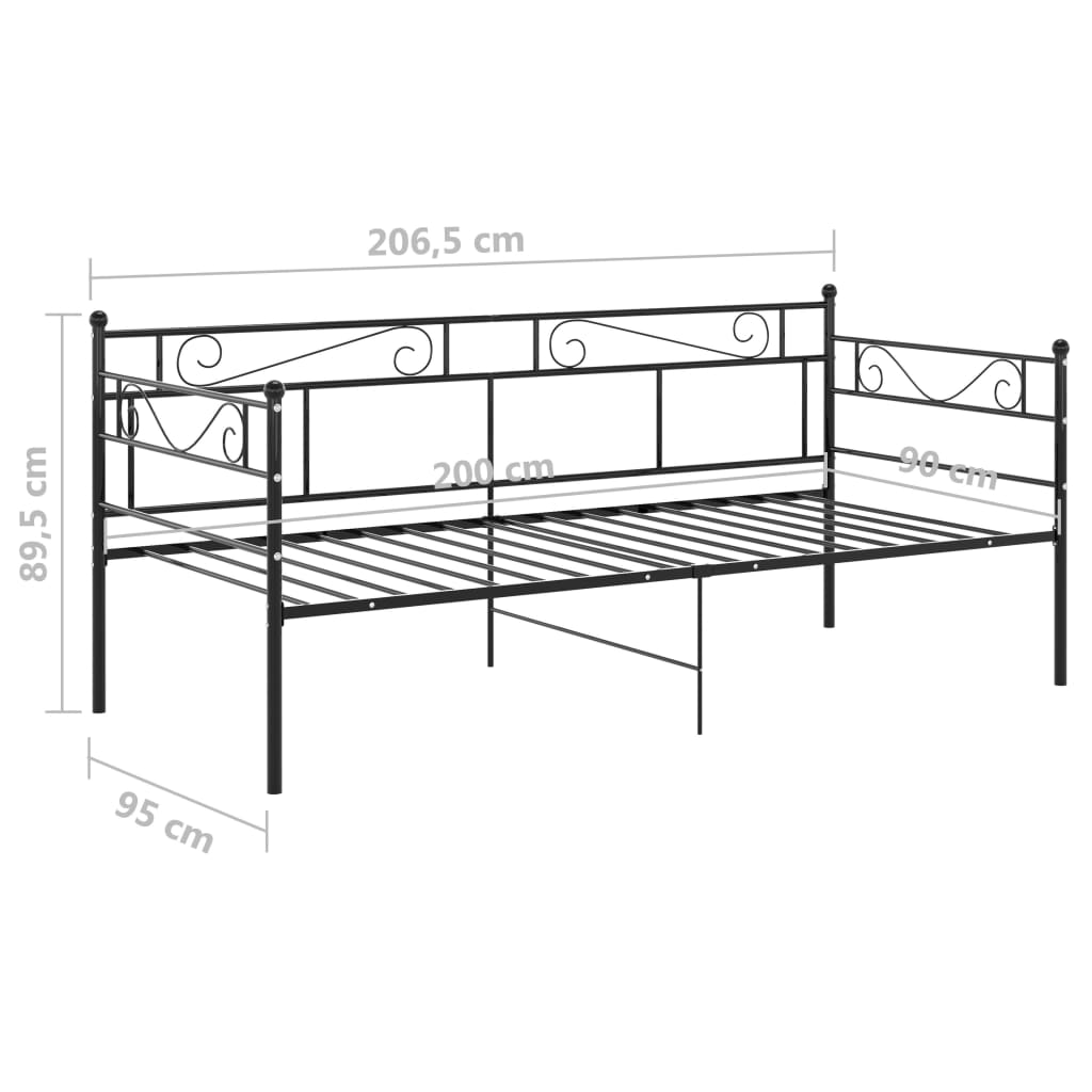 Sofa Bed Frame without Mattress Black Metal 90x200 cm