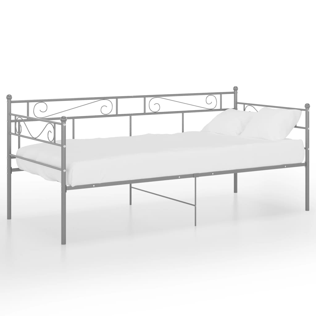 vidaXL Sofa Bed Frame without Mattress Grey Metal 90x200 cm