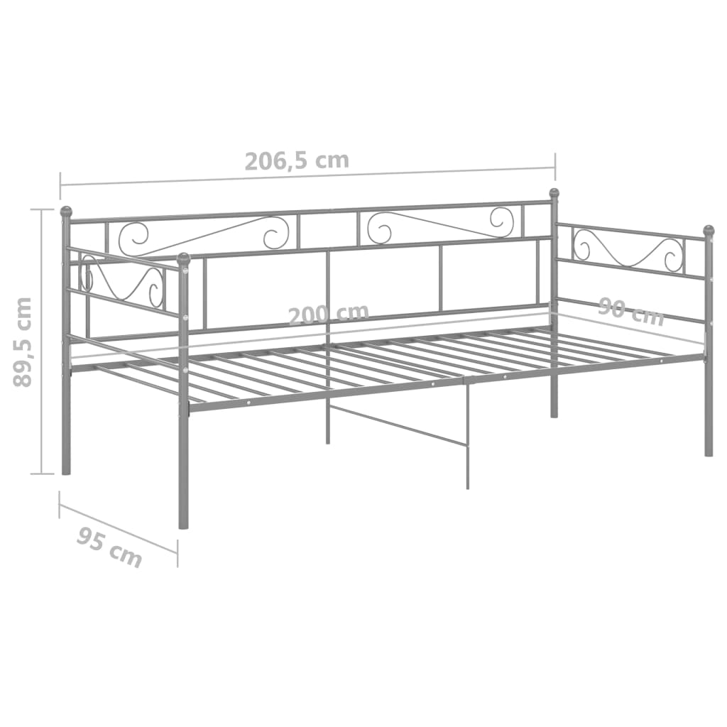 vidaXL Sofa Bed Frame without Mattress Grey Metal 90x200 cm