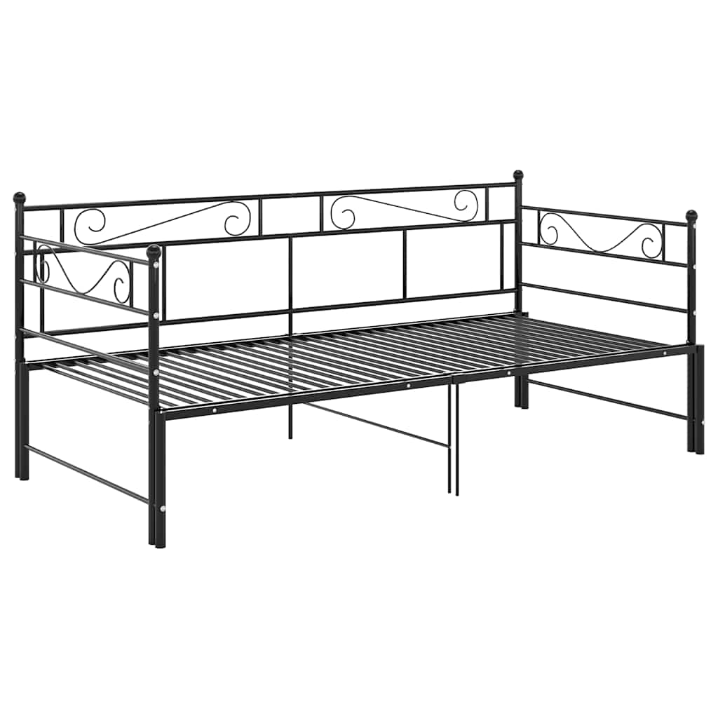 Pull-out Sofa Bed Frame without Mattress Black Metal 90x200 cm