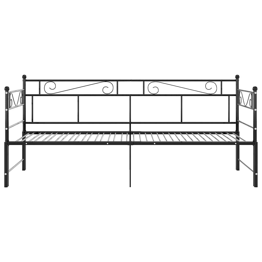 Pull-out Sofa Bed Frame without Mattress Black Metal 90x200 cm