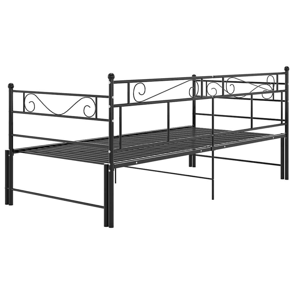 Pull-out Sofa Bed Frame without Mattress Black Metal 90x200 cm