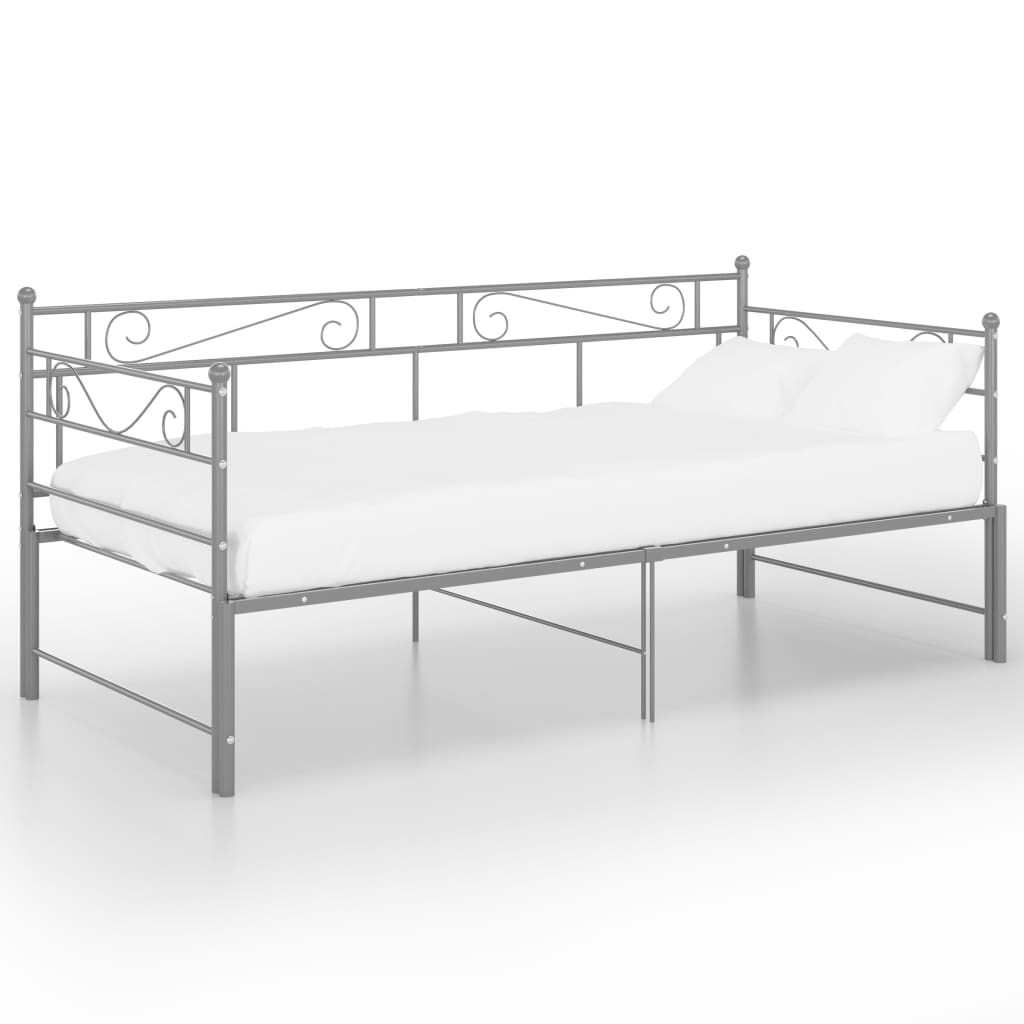 vidaXL Pull-out Sofa Bed Frame without Mattress Grey Metal 90x200 cm