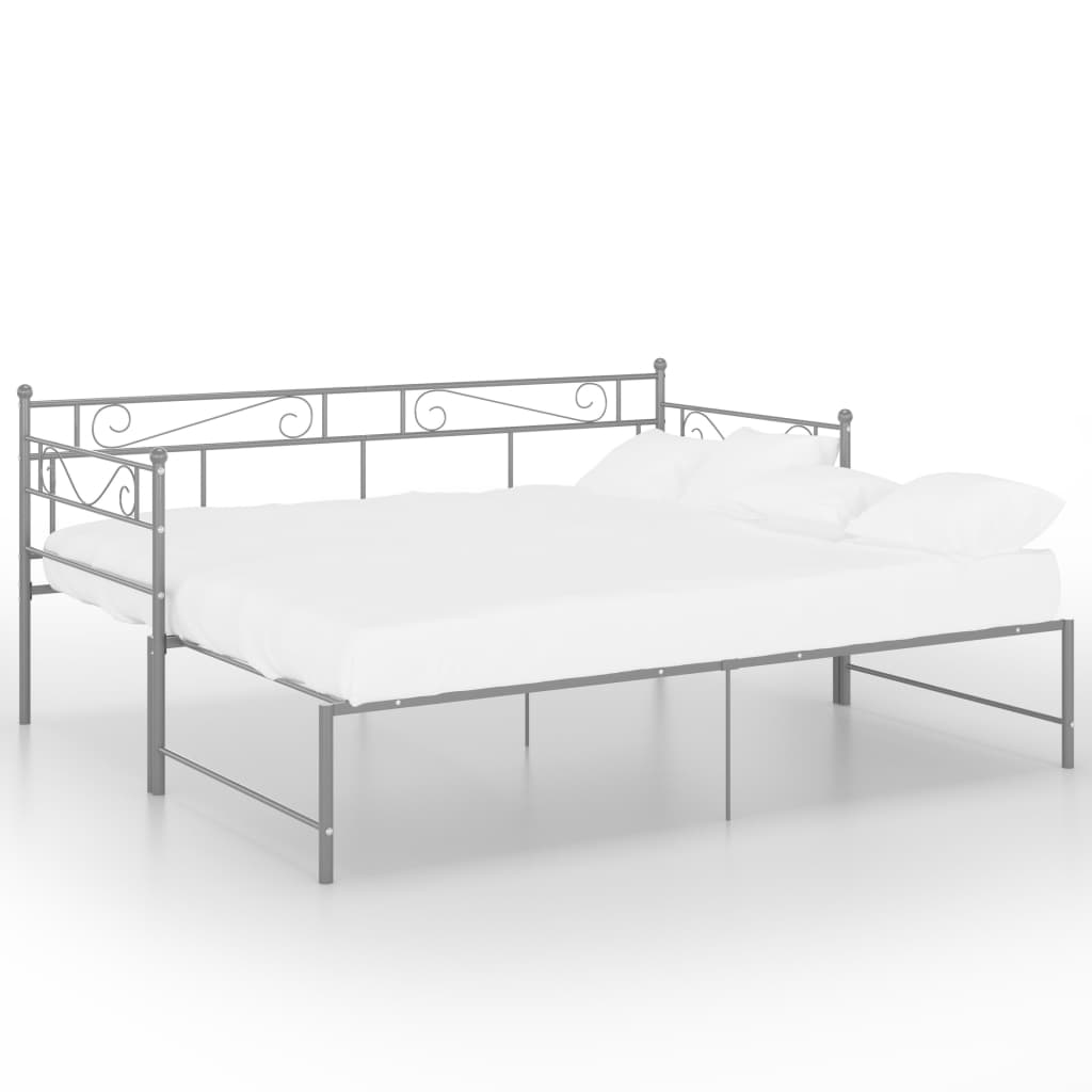 vidaXL Pull-out Sofa Bed Frame without Mattress Grey Metal 90x200 cm