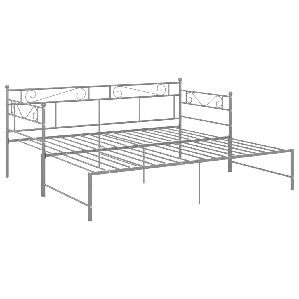 vidaXL Pull-out Sofa Bed Frame without Mattress Grey Metal 90x200 cm