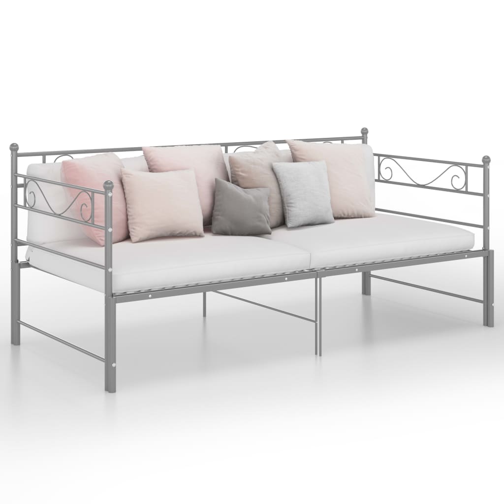 vidaXL Pull-out Sofa Bed Frame without Mattress Grey Metal 90x200 cm