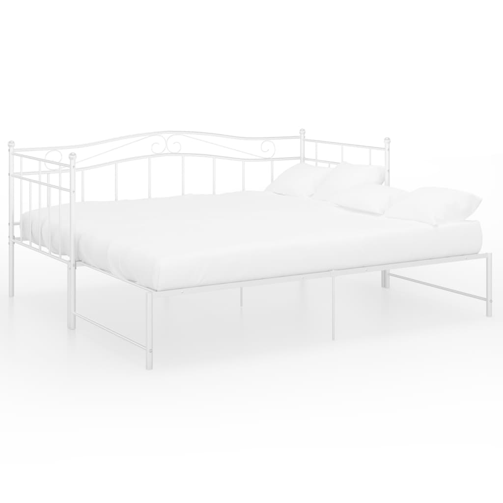 vidaXL Pull-out Sofa Bed Frame White Metal 90x200 cm