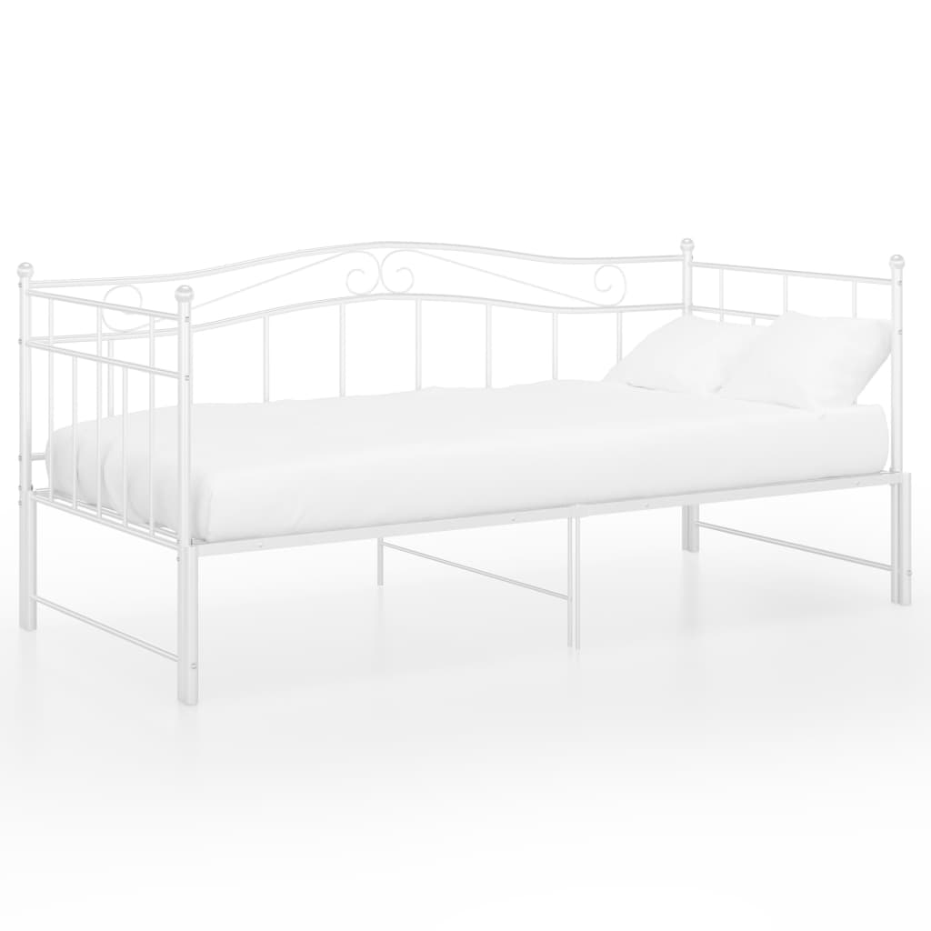 vidaXL Pull-out Sofa Bed Frame White Metal 90x200 cm