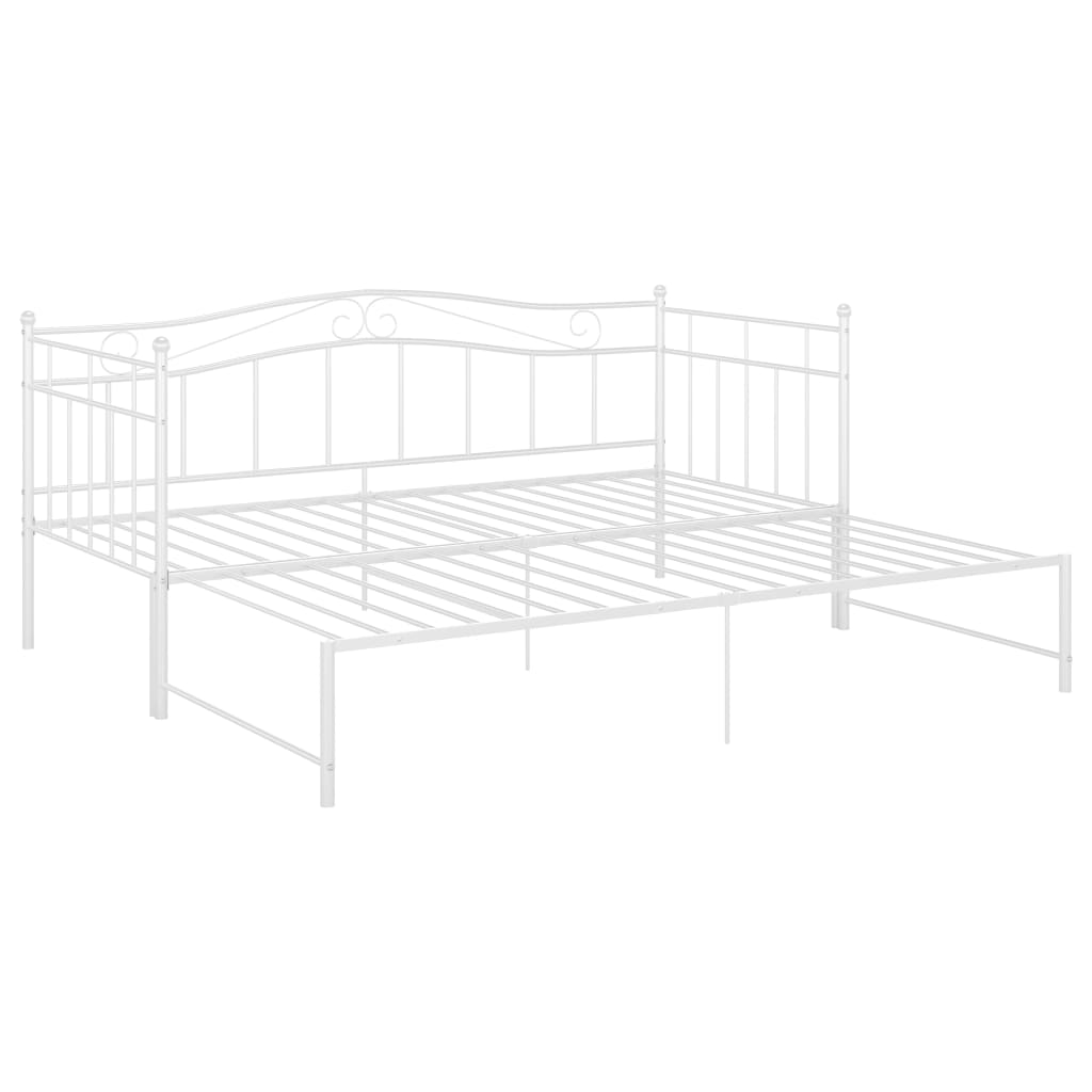 vidaXL Pull-out Sofa Bed Frame White Metal 90x200 cm