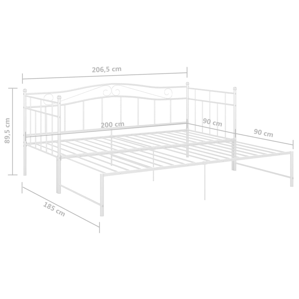 vidaXL Pull-out Sofa Bed Frame White Metal 90x200 cm