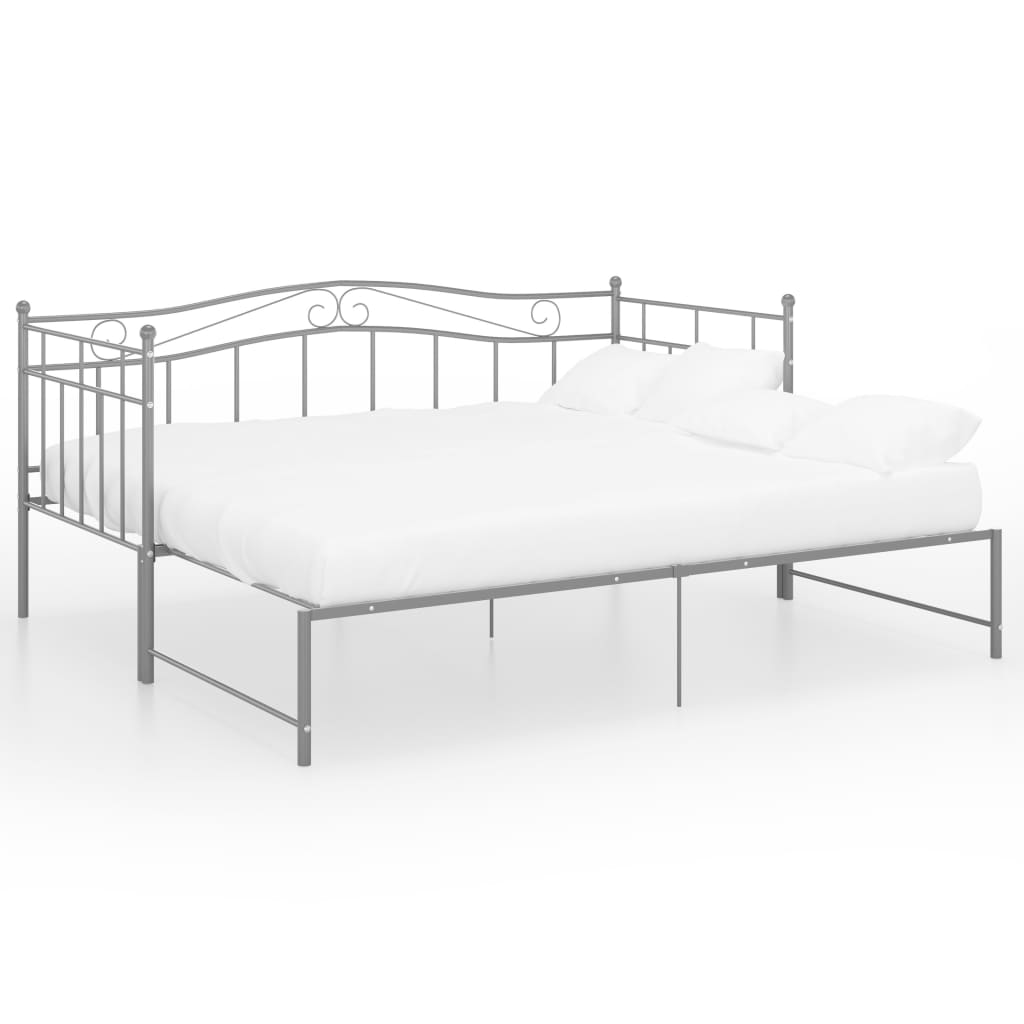 vidaXL Pull-out Sofa Bed Frame without Mattress Grey Metal 90x200 cm