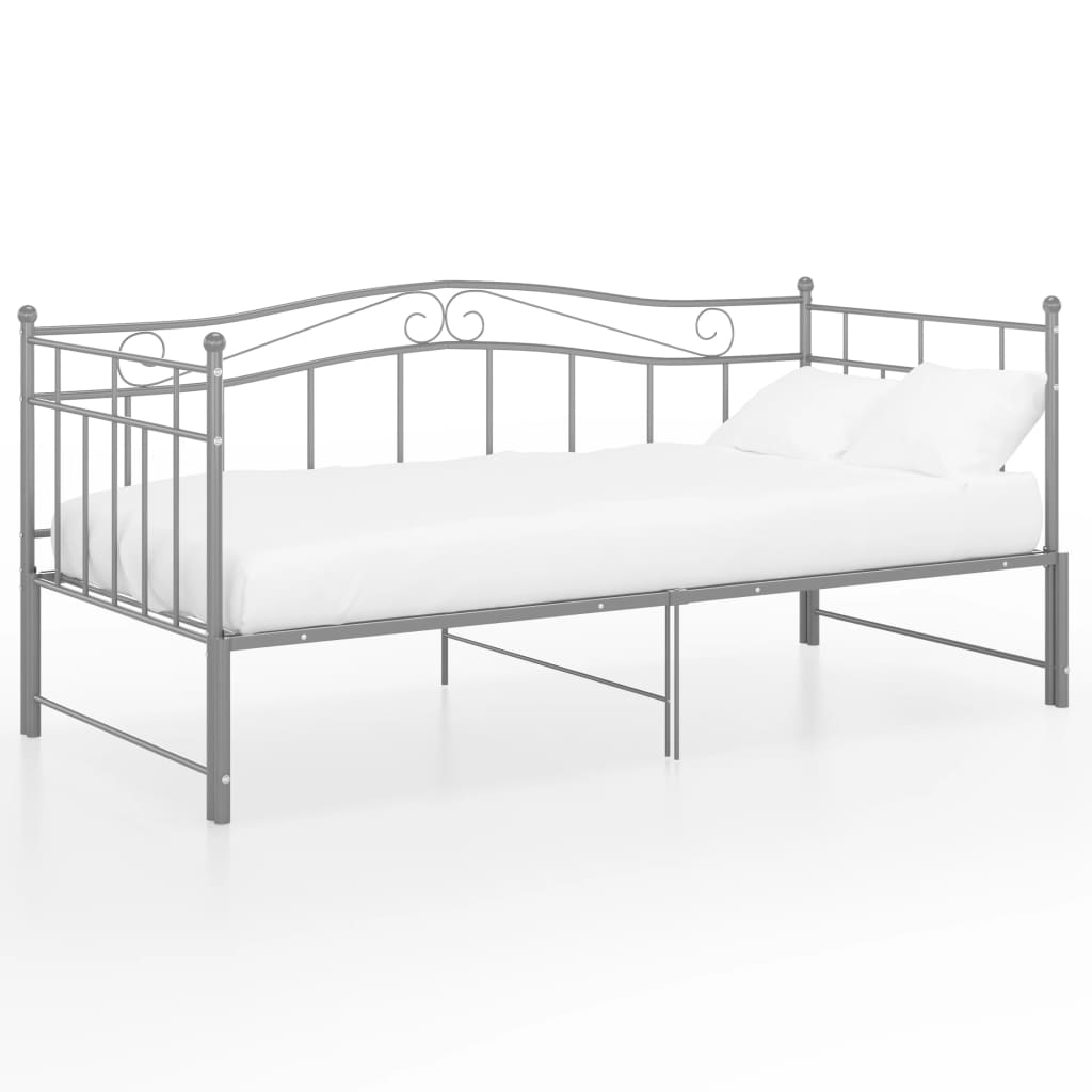 vidaXL Pull-out Sofa Bed Frame without Mattress Grey Metal 90x200 cm