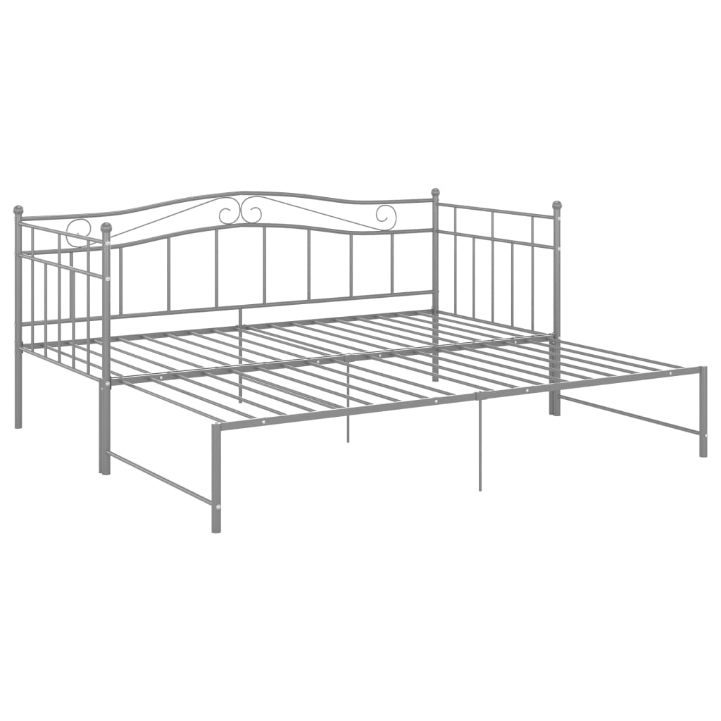 vidaXL Pull-out Sofa Bed Frame without Mattress Grey Metal 90x200 cm