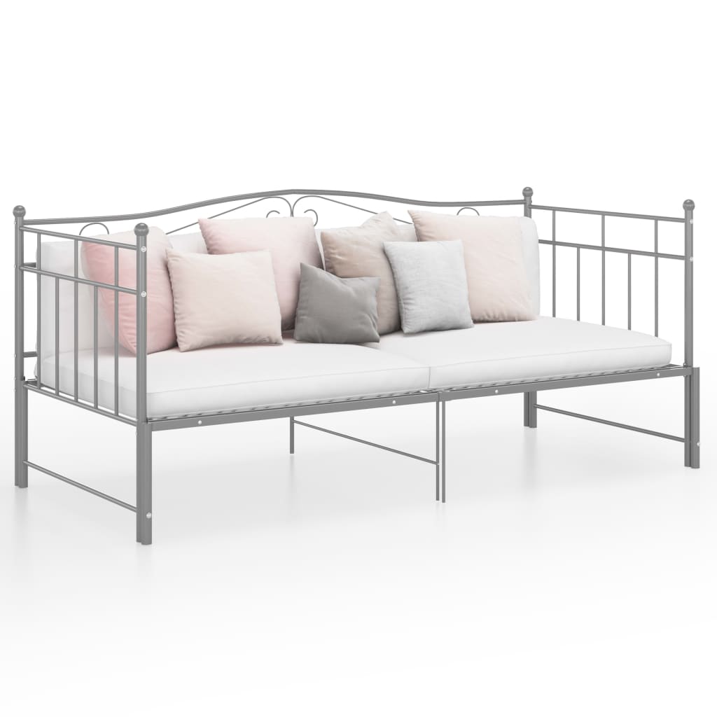 vidaXL Pull-out Sofa Bed Frame without Mattress Grey Metal 90x200 cm