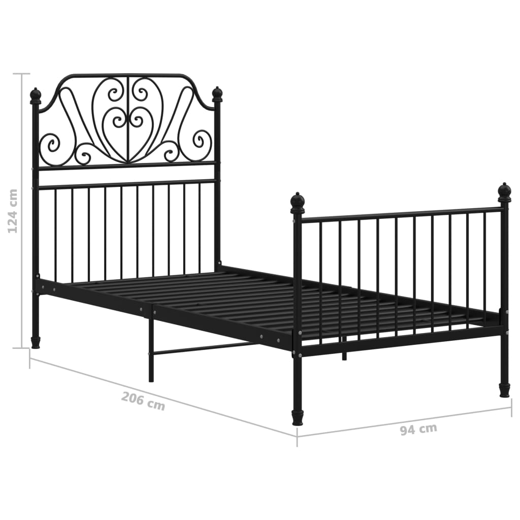 Bed Frame | Black | Powder-coated metal | Single | Tough | Bed Frame