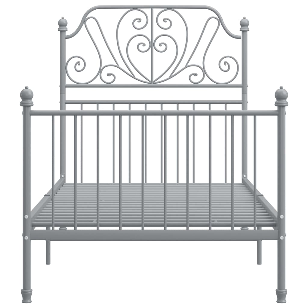 Bed Frame | Grey | Powder-coated metal | Single | Durable | Bed Frame