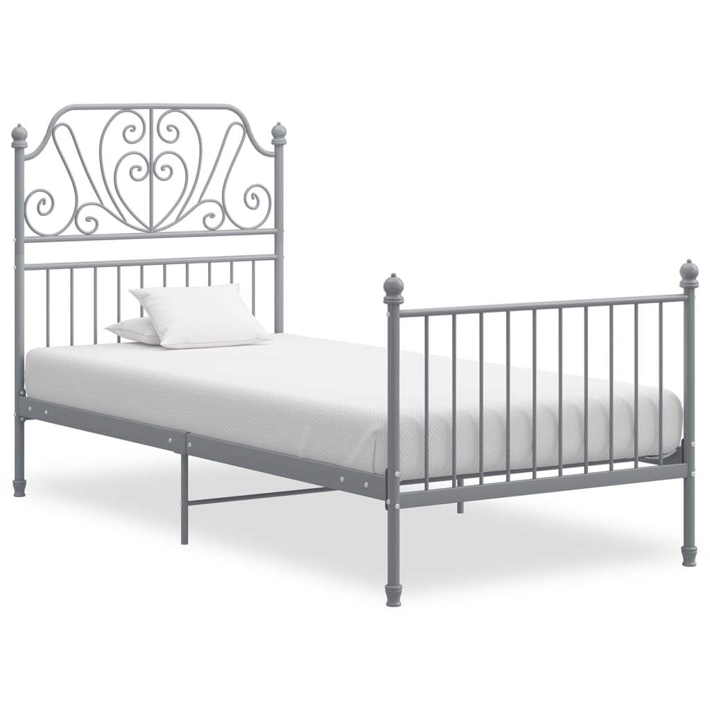 Bed Frame | Grey | Powder-coated metal | Single | Durable | Bed Frame