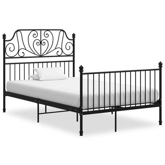 vidaXL Bed Frame without Mattress Black Metal 120x200 cm