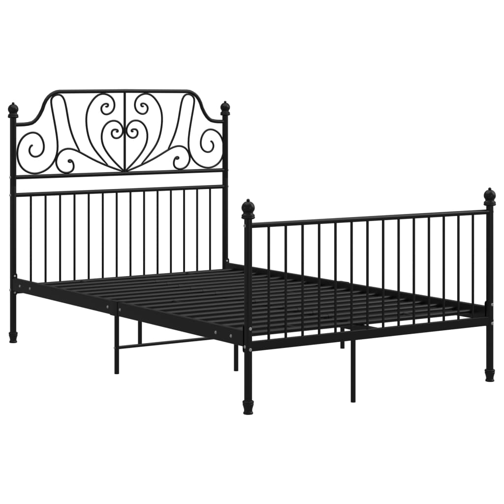 vidaXL Bed Frame without Mattress Black Metal 120x200 cm