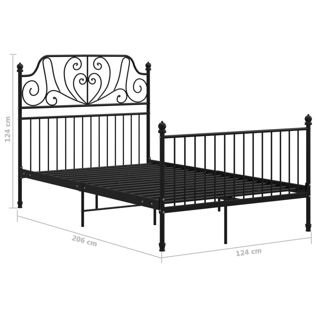 vidaXL Bed Frame without Mattress Black Metal 120x200 cm