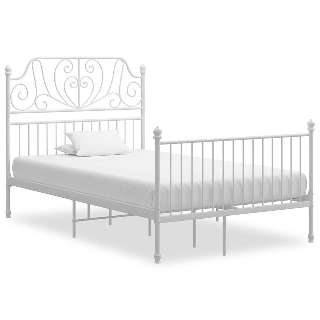 Bed Frame without Mattress White Metal 120x200 cm