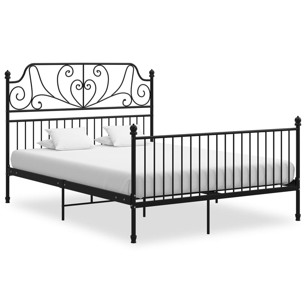 vidaXL Bed Frame without Mattress Black Metal 140x200 cm