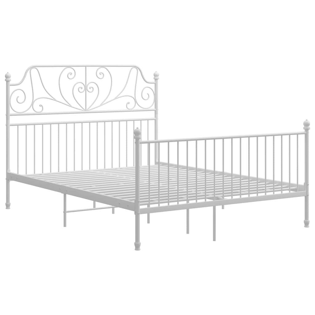 Bed Frame | White | Powder-coated metal | Double | Durable | Bed Frame