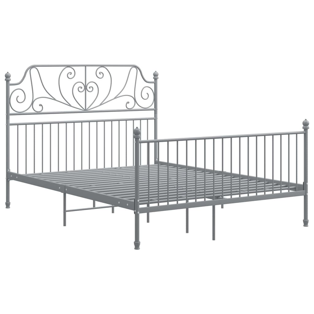 Bed Frame | Grey | Powder-coated metal | Double | Durable | Bed Frame