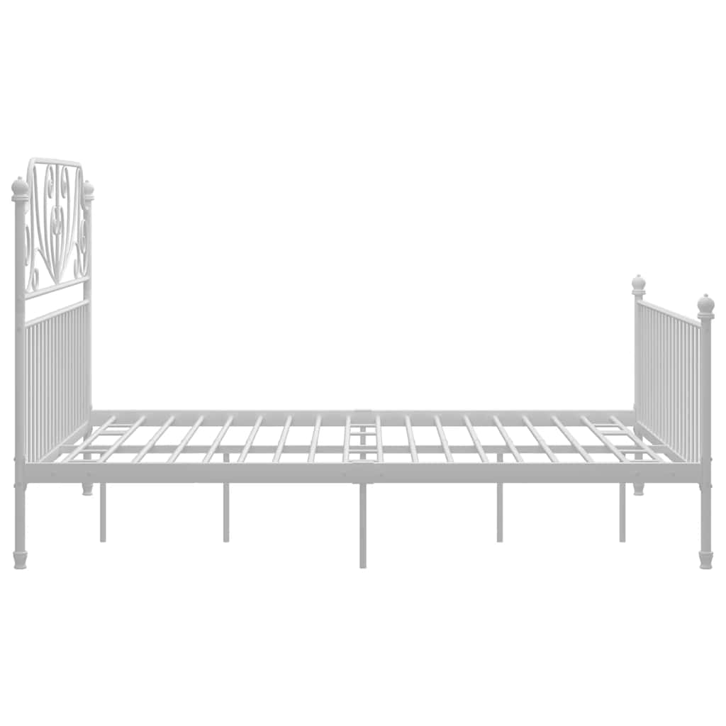Bed Frame | White | Powder-Coated Metal | Double | Durable | Bed Frame