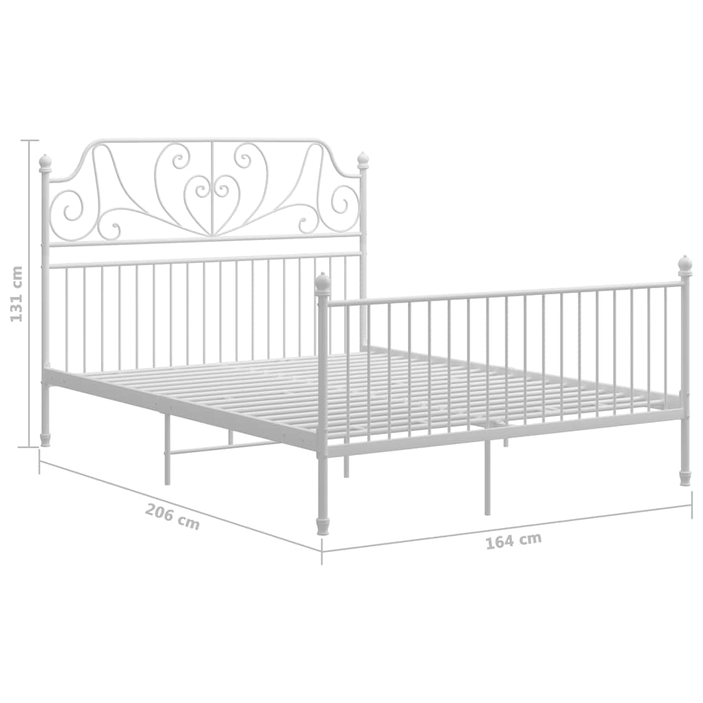 Bed Frame | White | Powder-Coated Metal | Double | Durable | Bed Frame