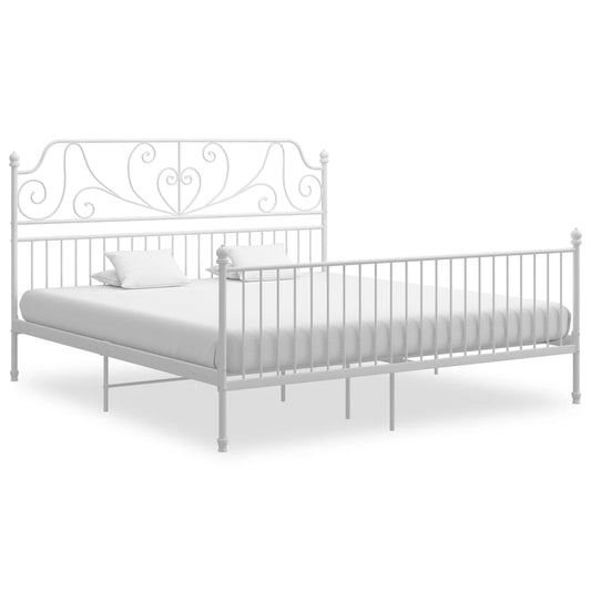 vidaXL Bed Frame without Mattress White Metal 180x200 cm Super King